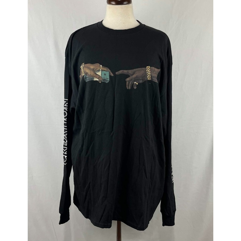 EUC HSTRY By Nas Creation Of Adam Money Graphic Long Sleeve Shirt Mens Sz XL